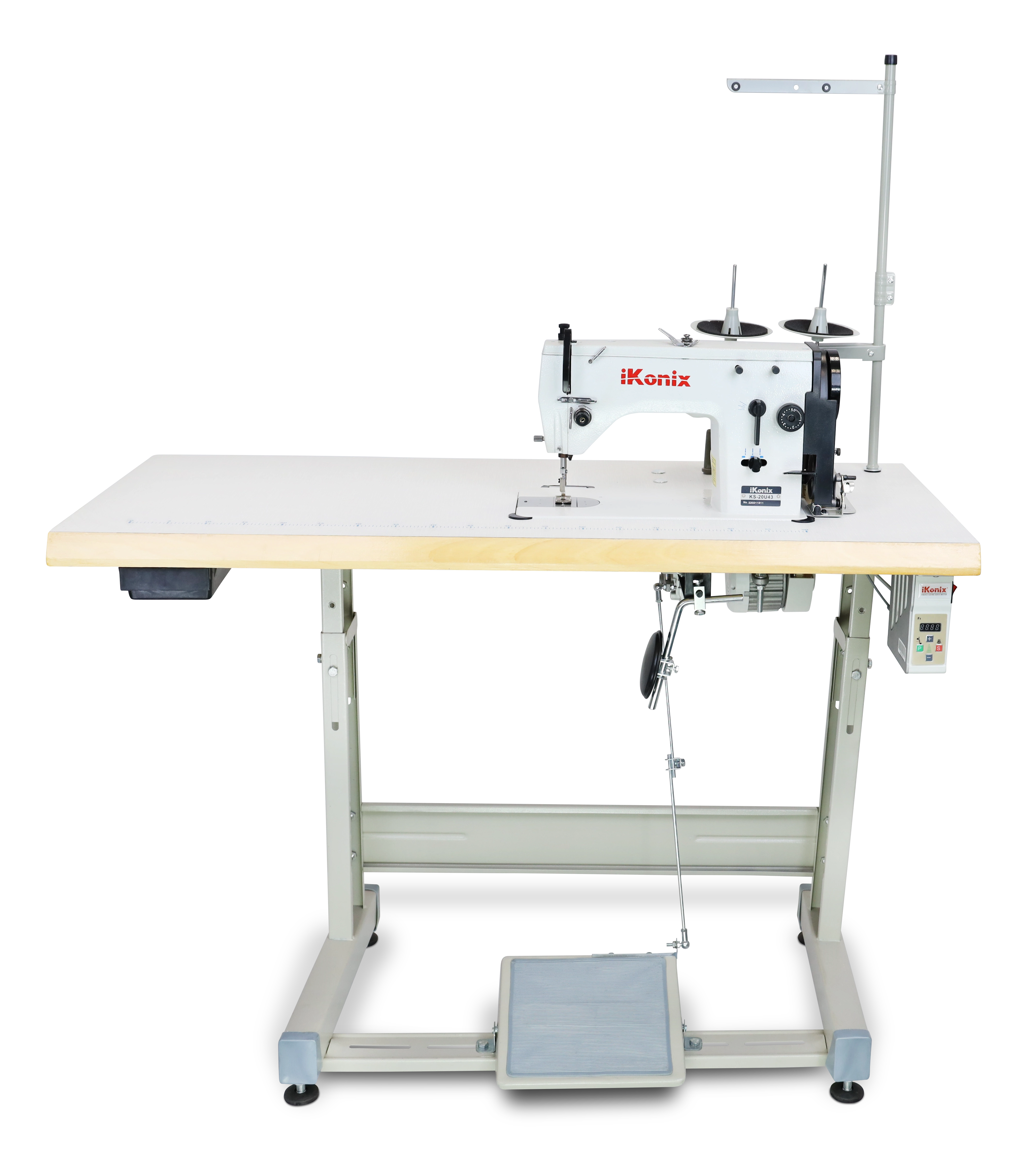 iKonix Single-Needle Zigzag Industrial Sewing Machine – KS-20U43 (includes  table, stand, & servo motor)
