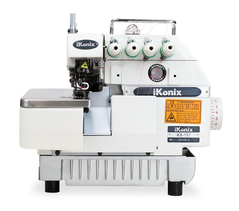 iKonix High-Speed Five-Thread Overlock Industrial Sewing Machine KS-757A (Includes Fully Submergible Table, Stand, Servo Motor & LED Light) 
