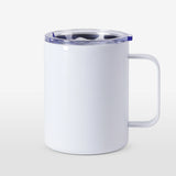 12oz white stainless steel blank tumbler with handle