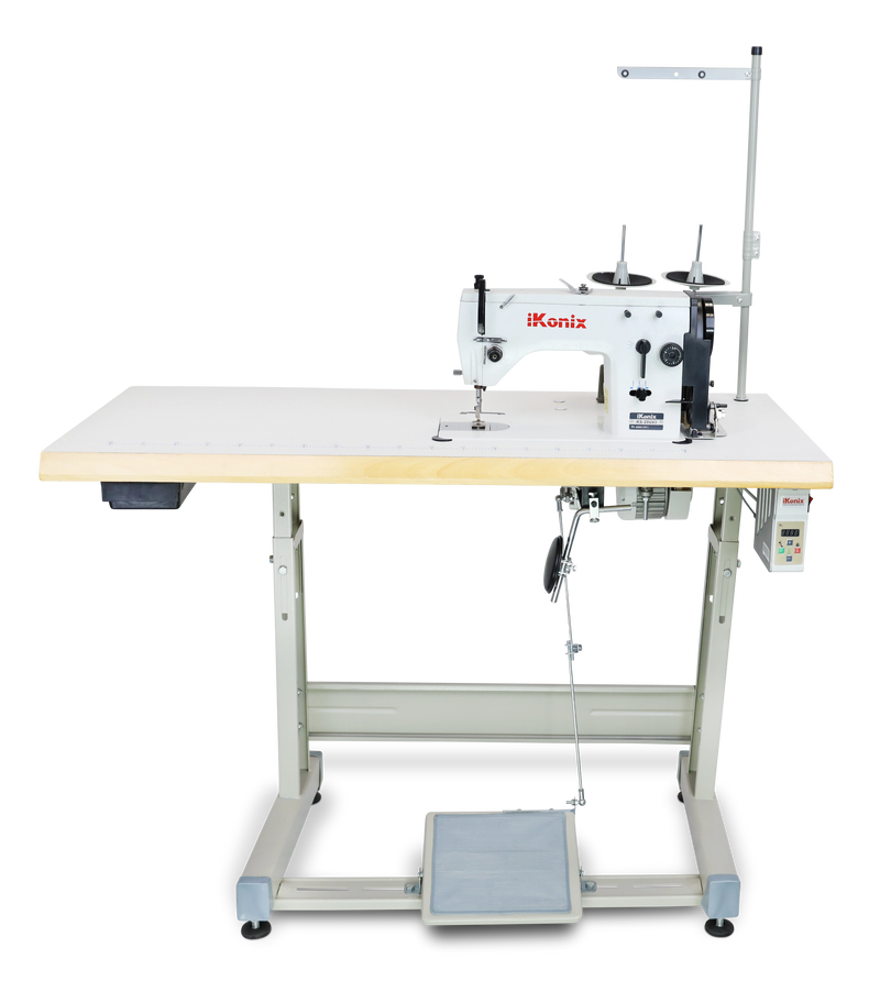 iKonix Single-Needle Zigzag Industrial Sewing Machine – KS-20U43 (includes table, stand, & servo motor)  