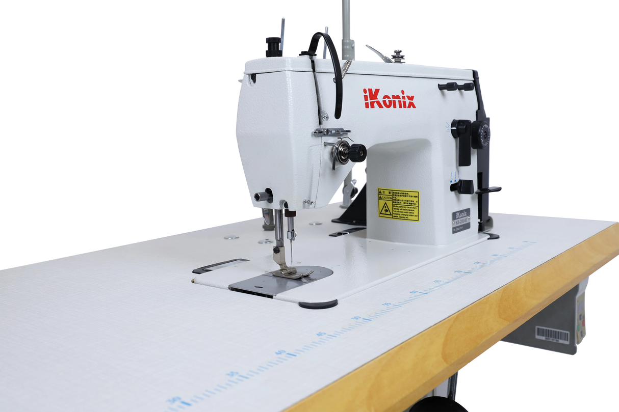 iKonix Single-Needle Zigzag Industrial Sewing Machine (includes table, stand, & servo motor)