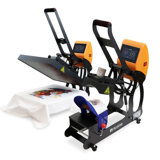 Ricoma Auto Open 16" x 20" Flat Heat Press & Cap Heat Press Bundle