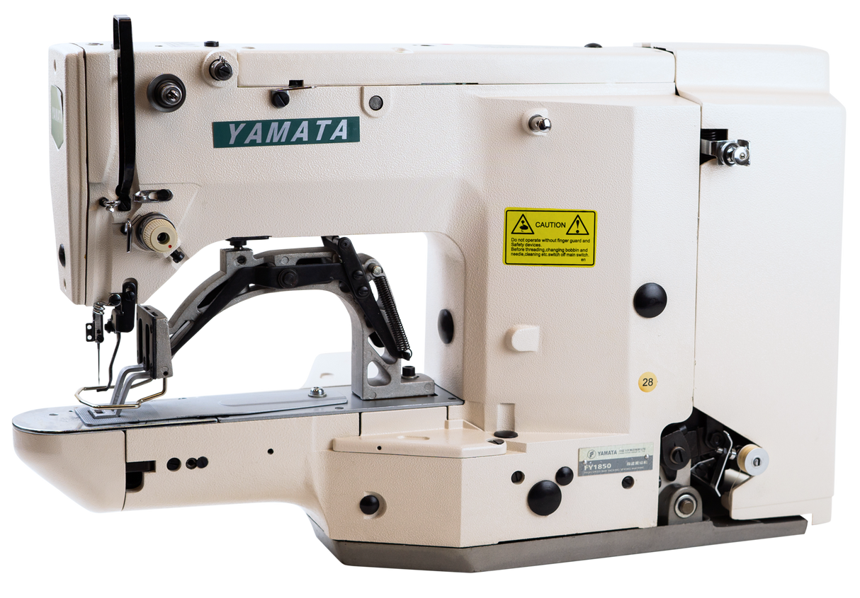 Yamata High-Speed Single-Needle Bar Tacking Industrial Sewing Machine - FY1850 (includes table, stand, & YYT2-4-1 continuous motor)