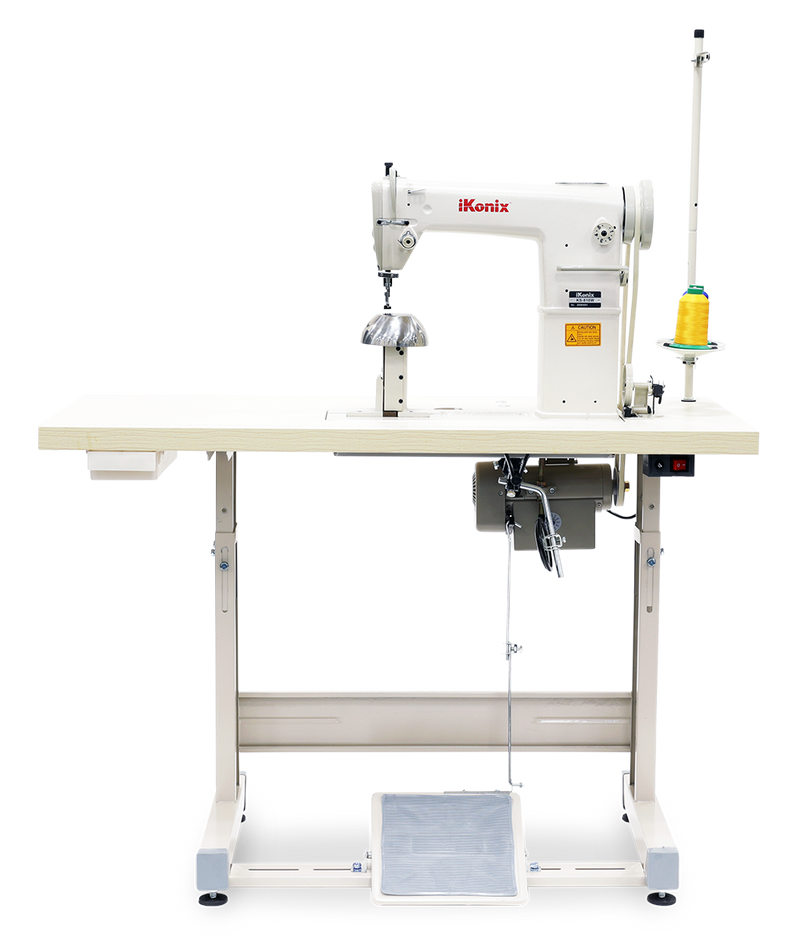 iKonix Single-Needle Industrial Sewing Machine - KS-810W (includes table, stand, servo motor & LED light) 