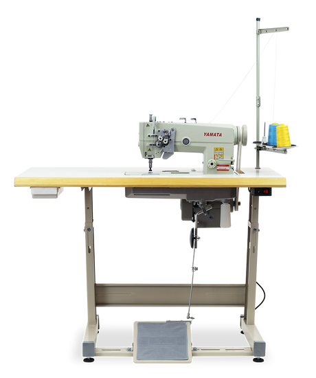 Yamata Double-Needle Lockstitch Industrial Sewing Machine - FY875 (includes table, stand, servo motor & LED light) 