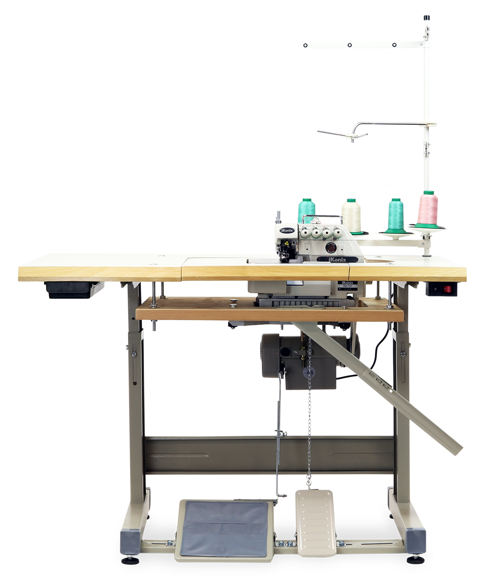 iKonix High-Speed Five-Thread Overlock Industrial Sewing Machine KS-757A (Includes Fully Submergible Table, Stand, Servo Motor & LED Light) 