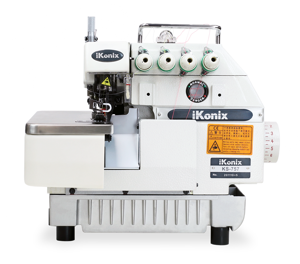 iKonix High-Speed Five-Thread Overlock Industrial Sewing Machine KS-757A (Includes Fully Submergible Table, Stand, Servo Motor & LED Light) 