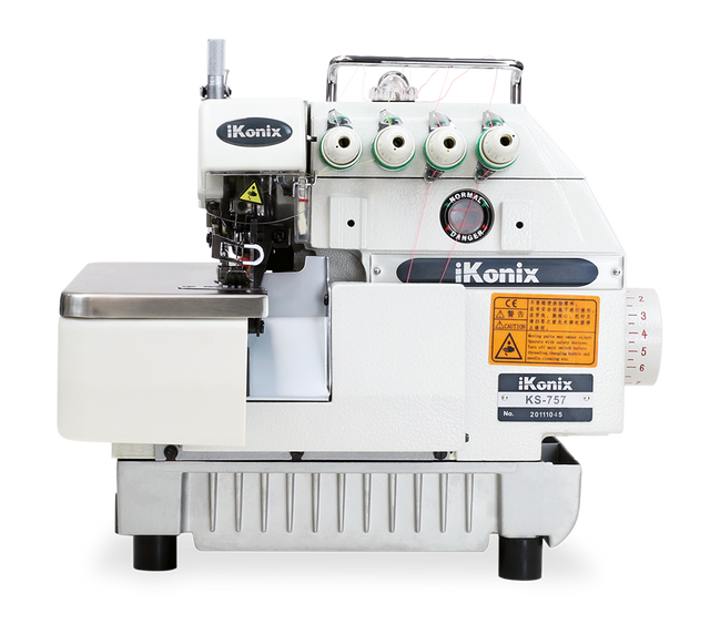 iKonix High-Speed Five-Thread Overlock Industrial Sewing Machine KS-757A (Includes Fully Submergible Table, Stand, Servo Motor & LED Light) 