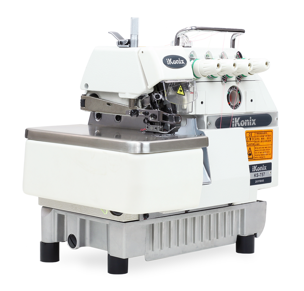 iKonix High-Speed Five-Thread Overlock Industrial Sewing Machine KS-757A  (Includes Fully Submergible Table, Stand, & Servo Motor)