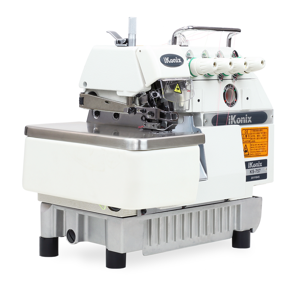 iKonix High-Speed Five-Thread Overlock Industrial Sewing Machine KS-757A (Includes Fully Submergible Table, Stand, Servo Motor & LED Light) 