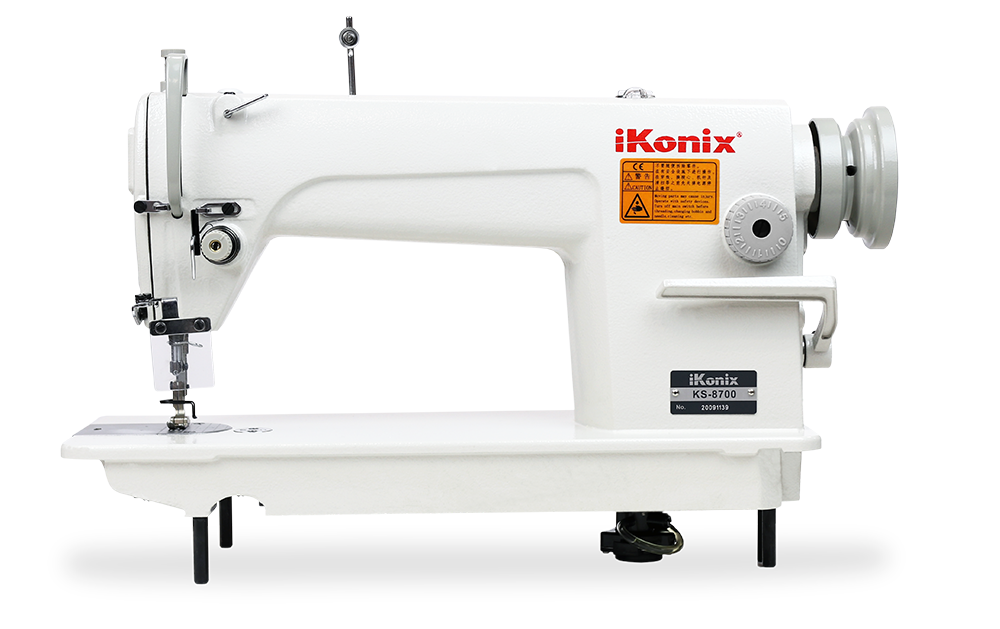 iKonix Flat-Bed Lockstitch Industrial Sewing Machine - KS-8700 (includes table, stand, servo motor & LED light) 