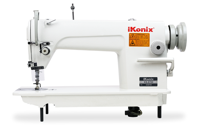 iKonix Flat-Bed Lockstitch Industrial Sewing Machine - KS-8700 (includes table, stand, servo motor & LED light) 
