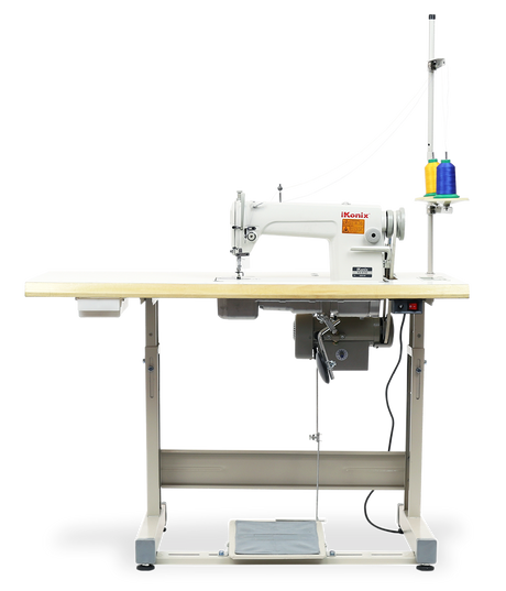 iKonix Flat-Bed Lockstitch Industrial Sewing Machine - KS-8700 (includes table, stand, servo motor & LED light) 