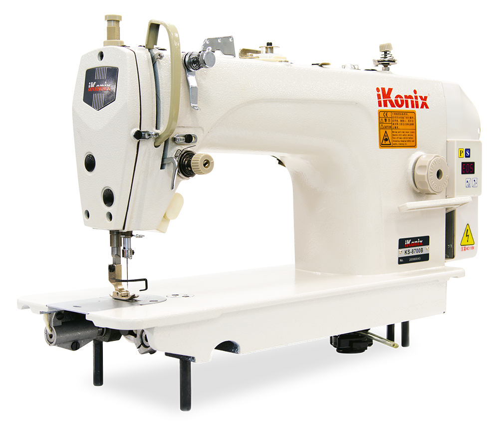 iKonix Flat-Bed Lockstitch Industrial Sewing Machine - KS-8700B (includes table, stand & LED light) 