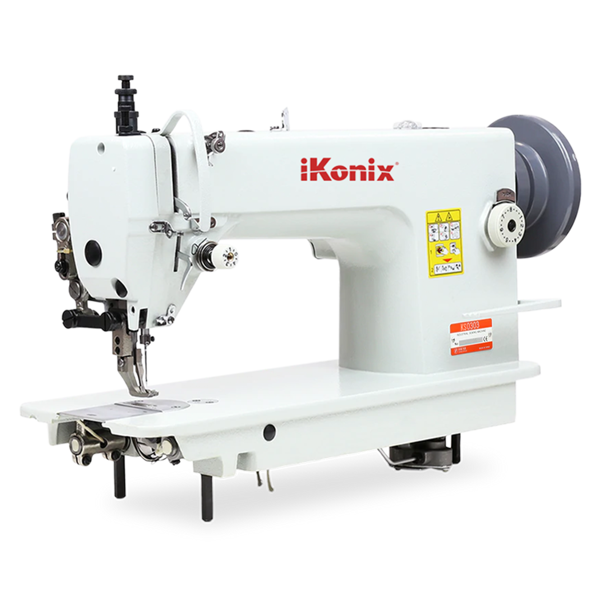 iKonix Walking Foot Flat-Bed Industrial Sewing Machine - KS-0303 (includes table, stand, servo motor & LED light) 