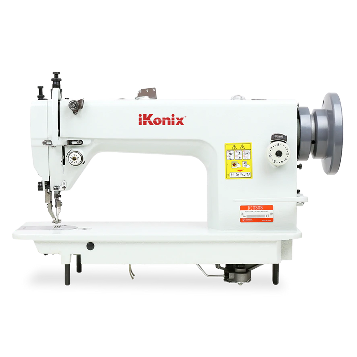 iKonix Walking Foot Flat-Bed Industrial Sewing Machine - KS-0303 (includes table, stand, servo motor & LED light) 