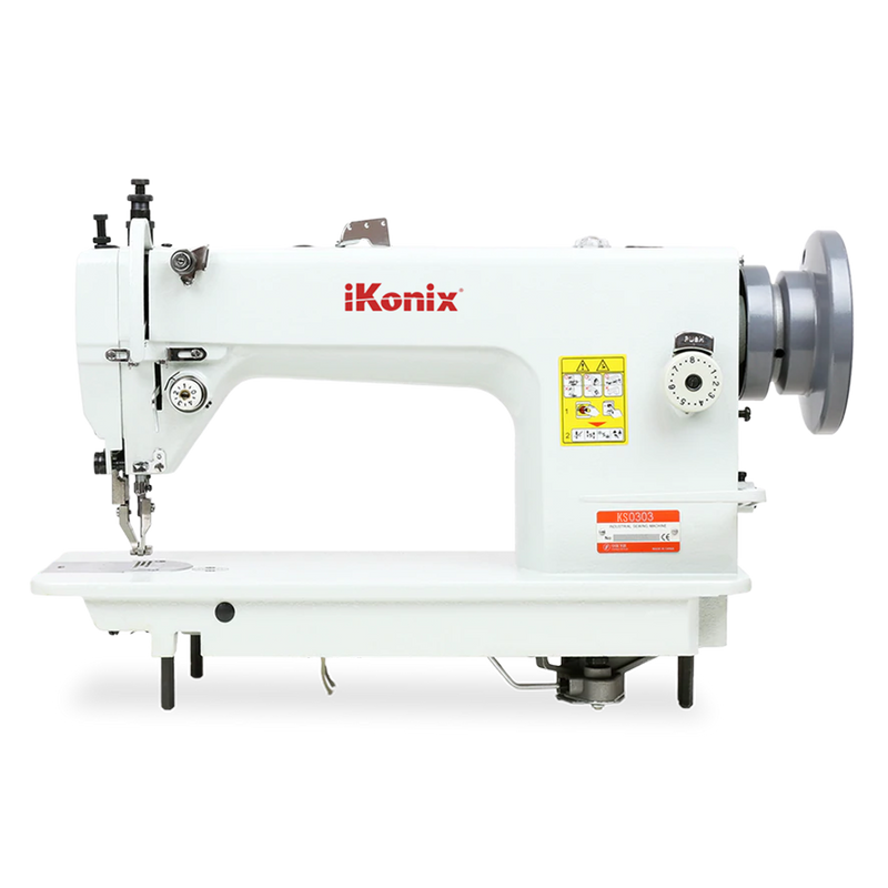 iKonix Walking Foot Flat-Bed Industrial Sewing Machine - KS-0303 (includes table, stand, servo motor & LED light) 