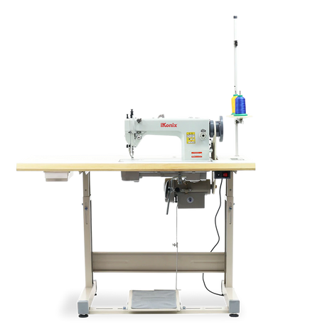 iKonix Walking Foot Flat-Bed Industrial Sewing Machine - KS-0303 (includes table, stand, servo motor & LED light) 